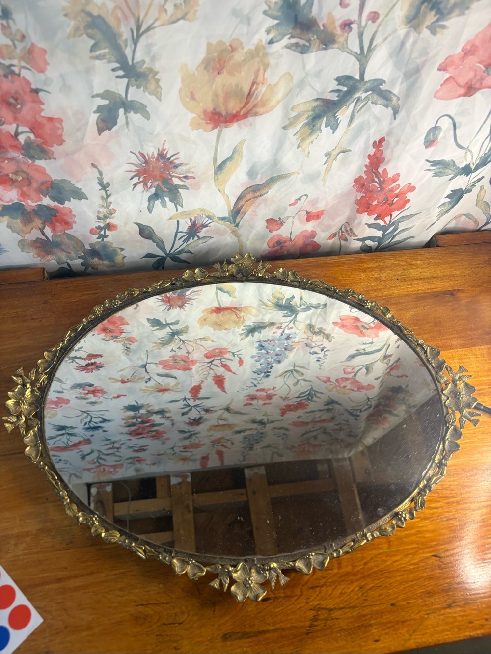 Antique Gold Floral Edge Oval Wall Mirror